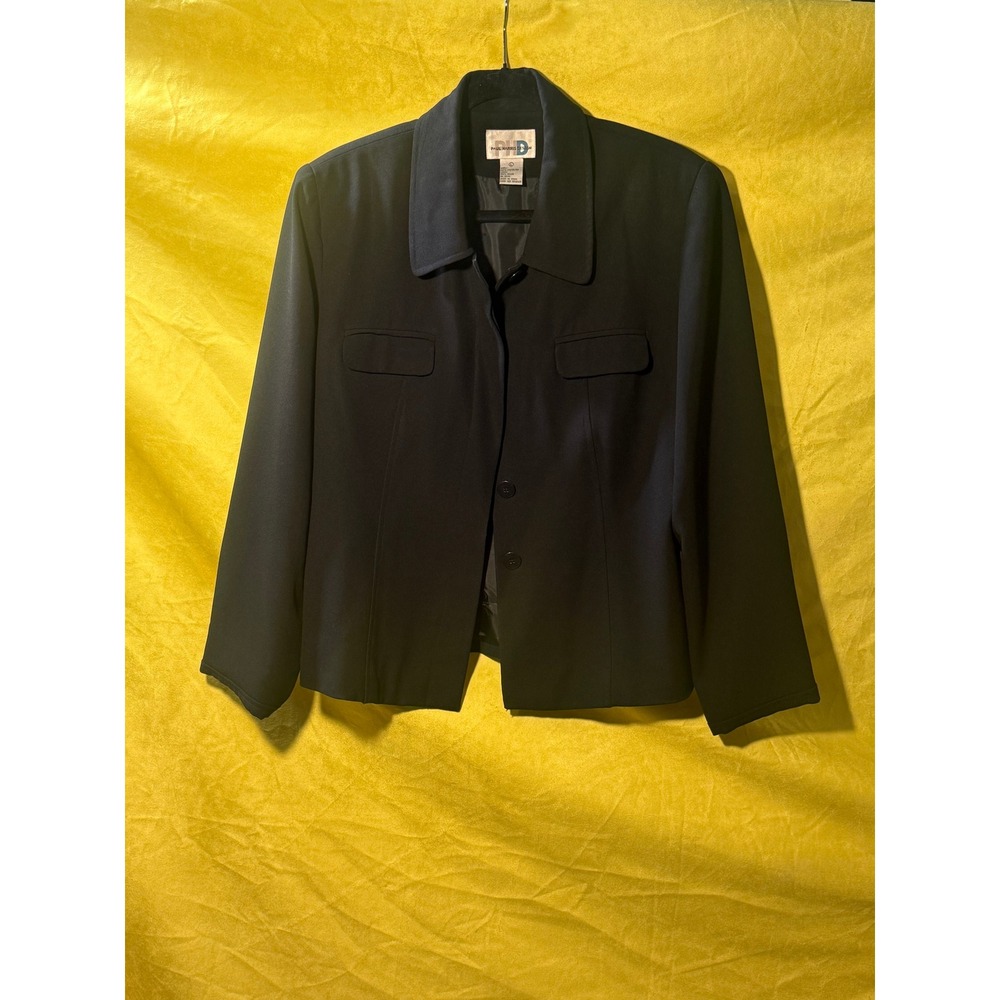 Paul Harris Design Black Button Front Light Jacket Blazer Women Large PHD